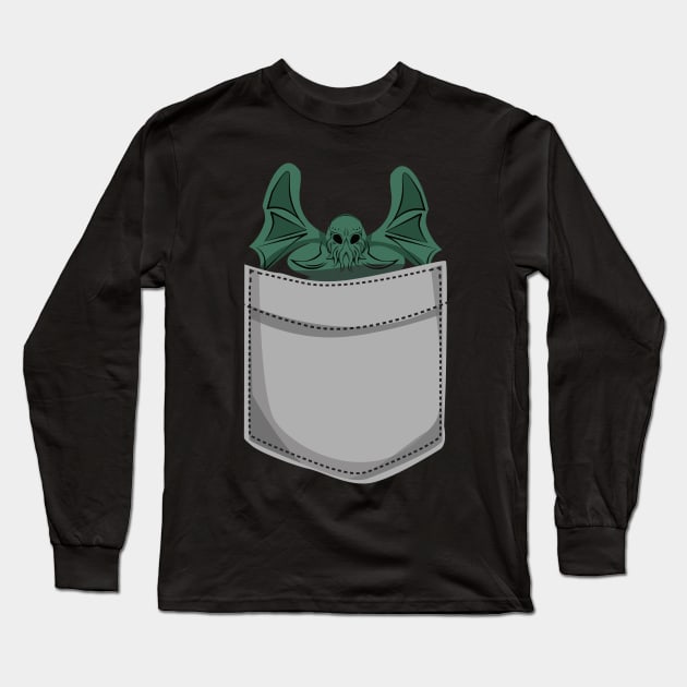 Cthulhu Clothes Pocket - Board Game Inspired Graphic - Tabletop Gaming  - BGG Long Sleeve T-Shirt by MeepleDesign